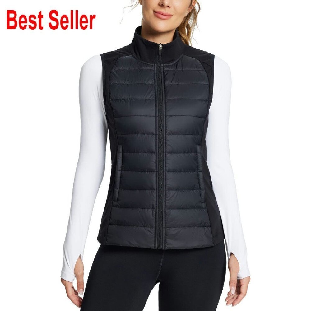 Lightweight Quilted Puffer Vest Water Resistant Winter Running Sleeveless Jacket